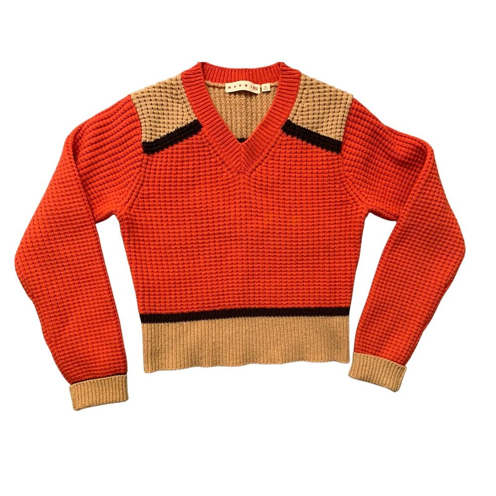 UNIQLO x MARNI  Popcorn Knit V-Neck Sweater Long Sleeve Excellent Size XS